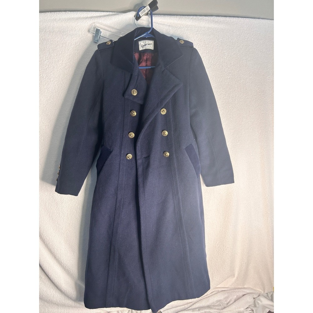 Vintage Rothschild NavyBlue WoolMilitary Coat Gold Crest Butons size 8-10 medium